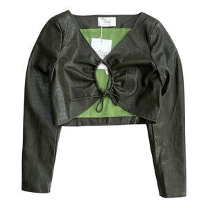 Hosbjerg Womens Haze Croc Top Green Size Small Edgy Biker Baddie Party Rave
